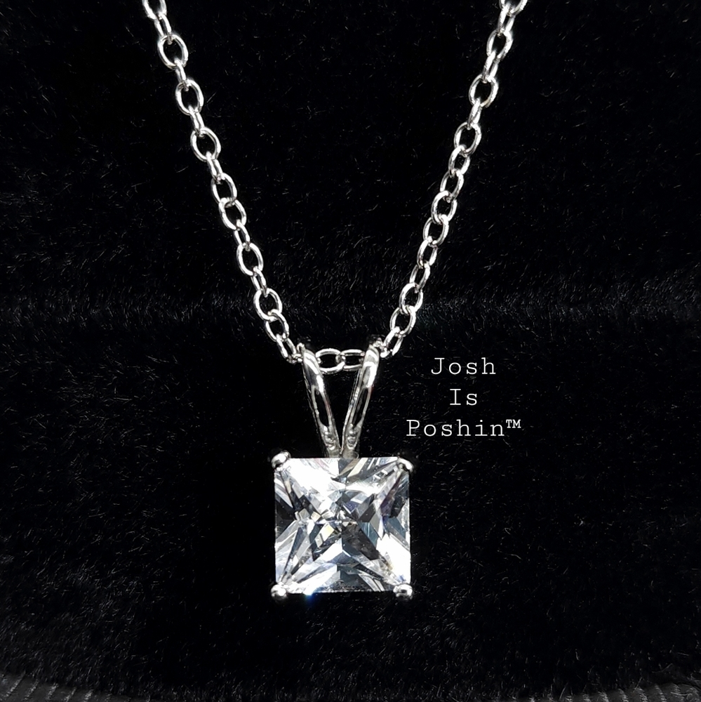 1.20CT. Princess cut white sapphire pendant necklace in sterling silver